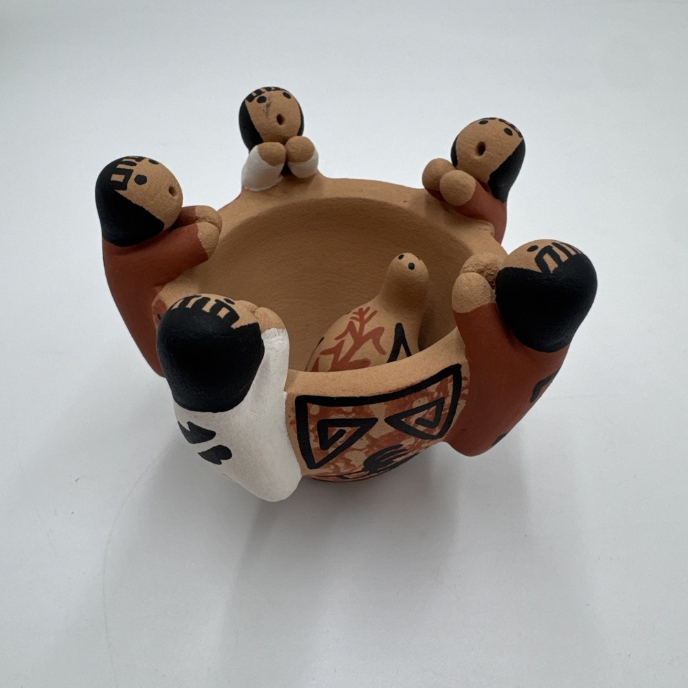 Anita Cajero Jemez Pueblo Pottery Friendship Bowl 5 Children Native American